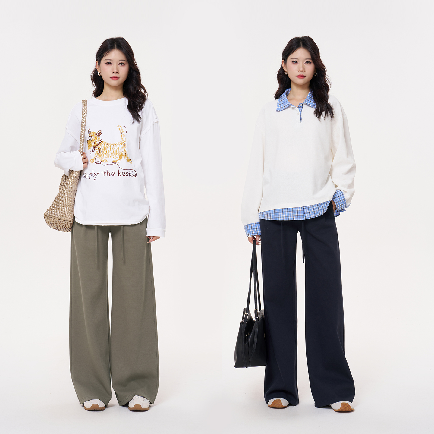 Pregnant women's wide-leg trousers with drawstrings that won't tighten the belly