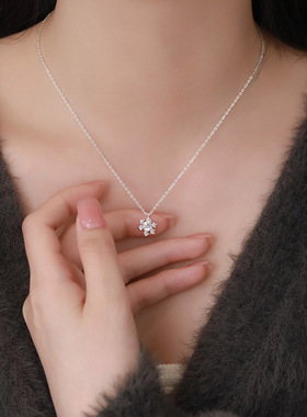 S999足银雪花锁骨链送女友