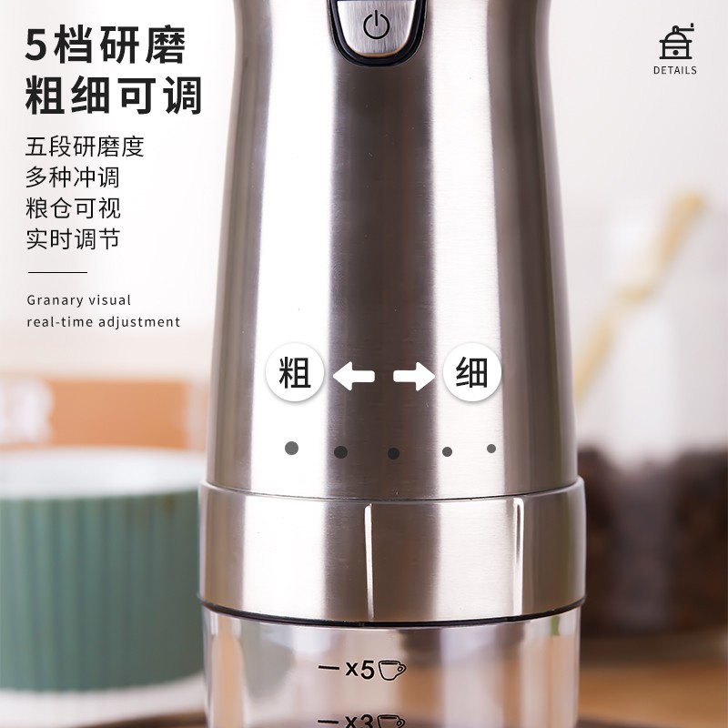 电动磨豆机家用手动咖啡豆研磨机便携小型自动咖啡机手冲咖啡粉 - 图1