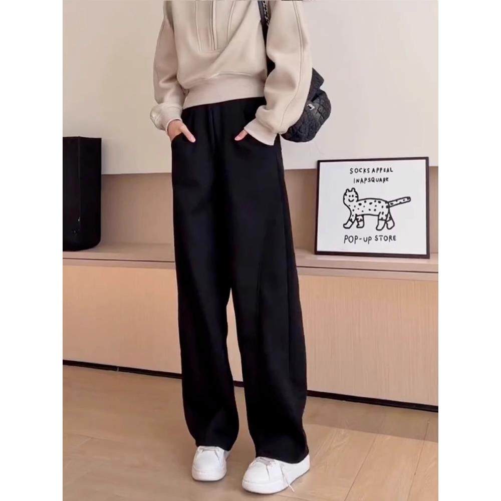 窄版香蕉裤女秋冬裤子2025新款小个子阔腿直筒运动裤加绒卫裤大码,淘宝优惠券,粉丝福利购,淘宝优惠卷