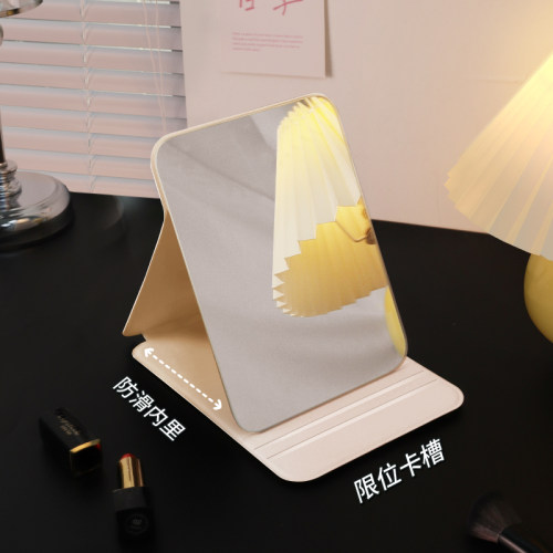 化妆镜折叠小镜子随身便携式学生宿舍专用高清梳妆镜女桌面可立 - 图2