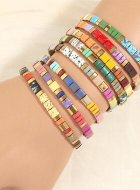 跨境时尚复古TILA提拉串珠手链 简约波西米亚手工编织弹力手串女