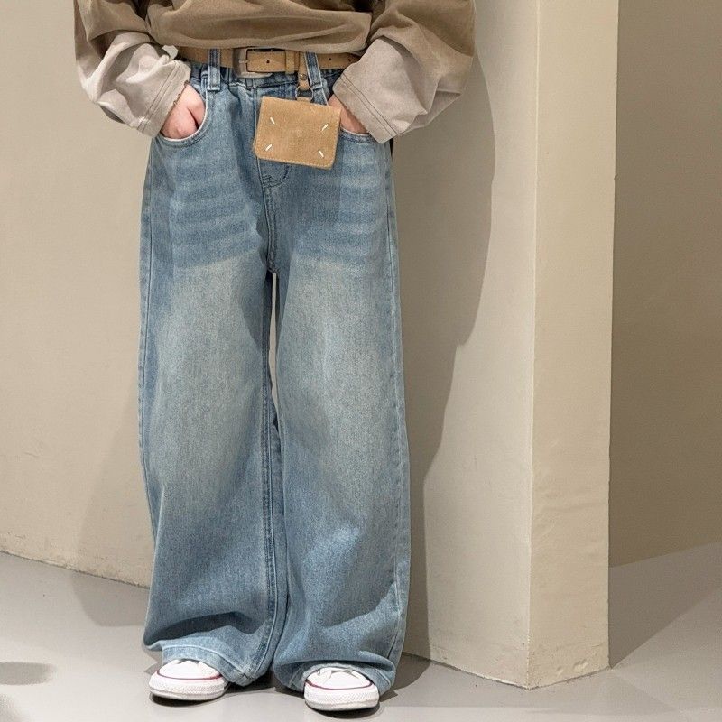 女童春装新款韩版宽松时髦牛仔裤中大童休闲气质百搭阔腿裤儿童装 - 图2