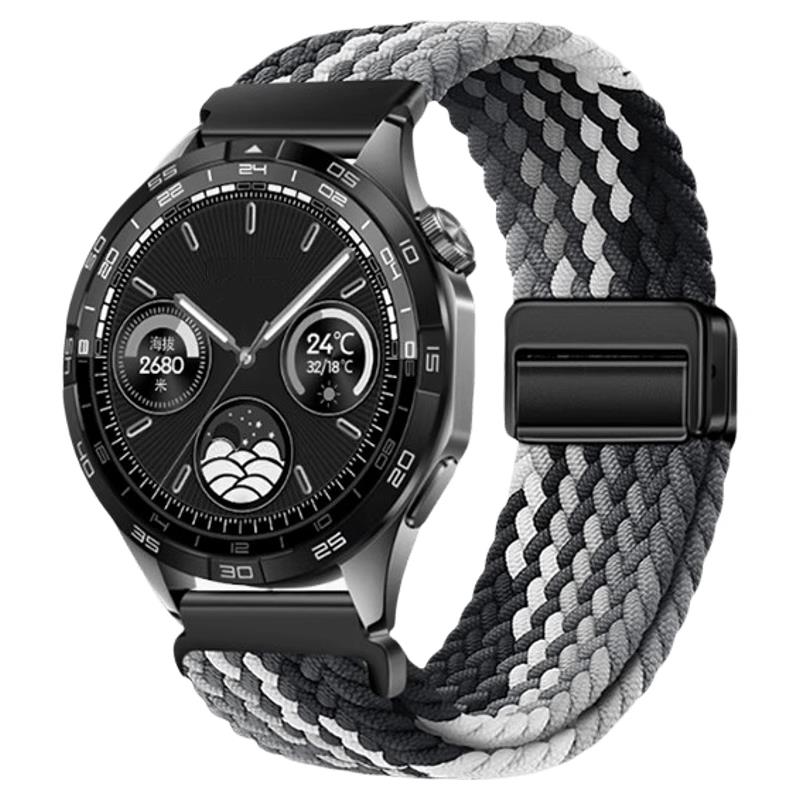 适用华为GT4/GT6表带gt5pro编织gt3尼龙gt4gt3pro新款gt2watch4pro磁吸3男女gs3i荣耀e智能手表22mm舒适黑色 - 图3