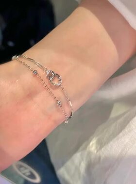 【幂琳】999纯银手链女轻奢小众精致2026年新款潮叠戴双层双环手