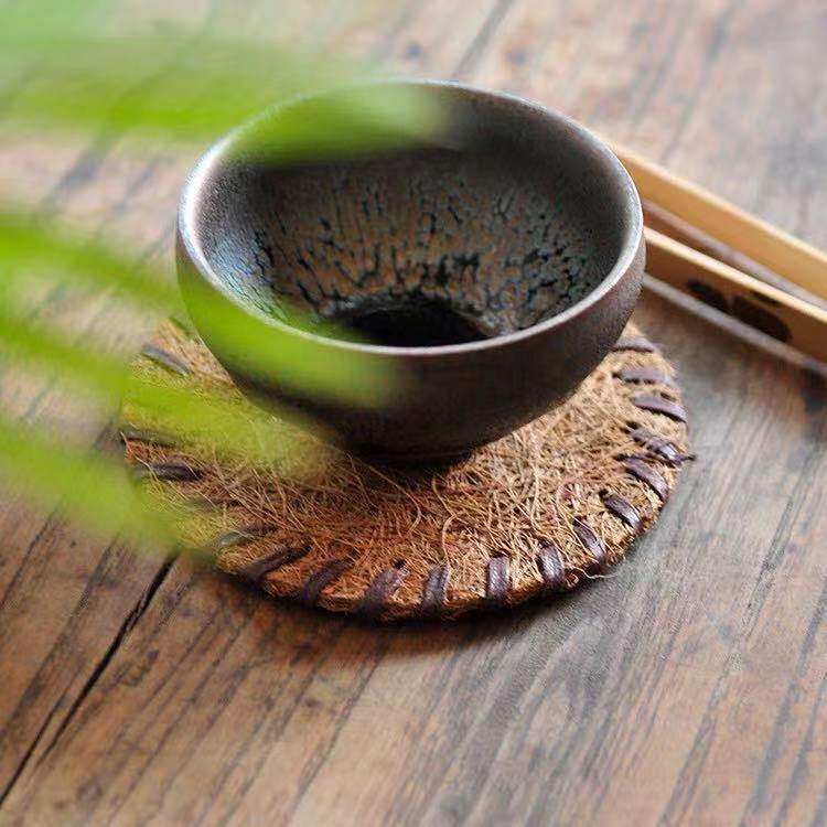 Coconut silk coaster special mat brown hair mat tea