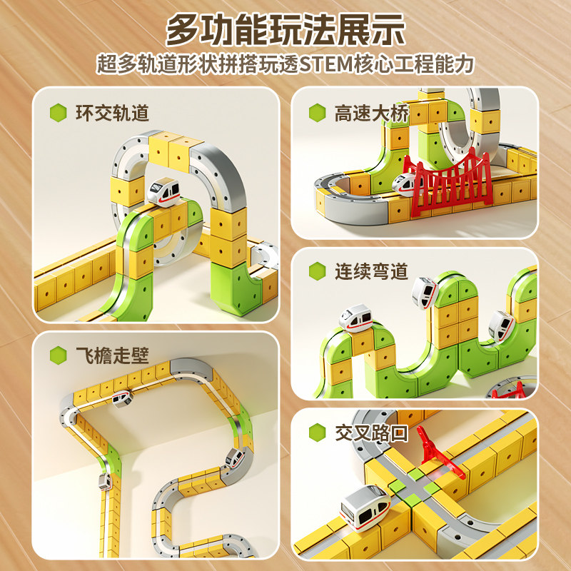 磁力轨道车积木大颗粒拼装DIY男女孩子益智玩具儿童3-6礼物磁吸,淘宝优惠券,粉丝福利购,淘宝优惠卷
