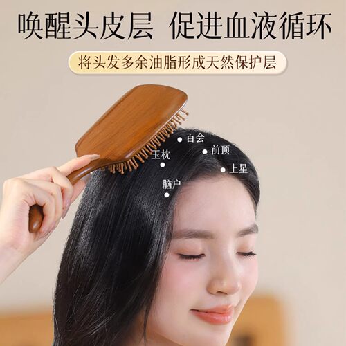 气垫梳子囊按摩头皮部经络梳檀木家用专蓬松颅顶回购疏通头疗便携 - 图1