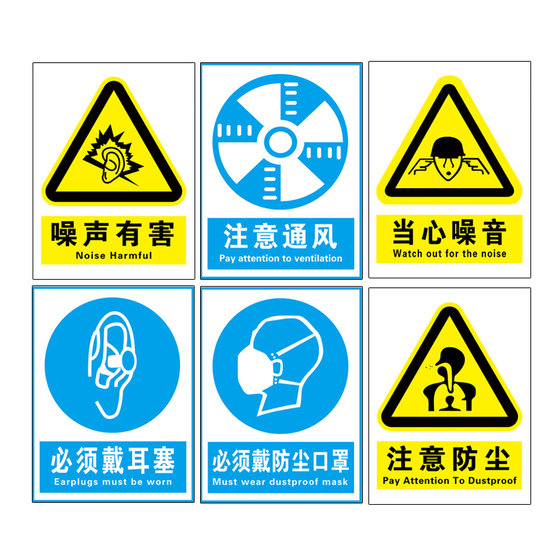 粉尘职业卫生警示标识牌当心噪噪声注意防尘高温必须穿防护佩戴口罩戴手套护耳塞塞职业病危害告知卡公告栏-图3