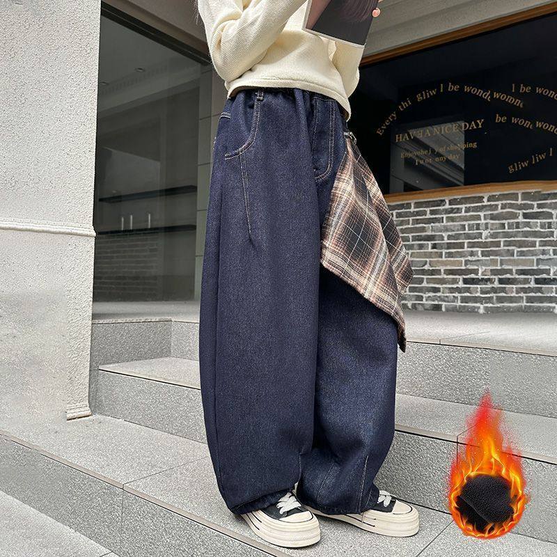 女童加绒牛仔裤秋冬季新款中大儿童一体绒休闲弯刀裤童装加厚裤子,淘宝优惠券,粉丝福利购,淘宝优惠卷