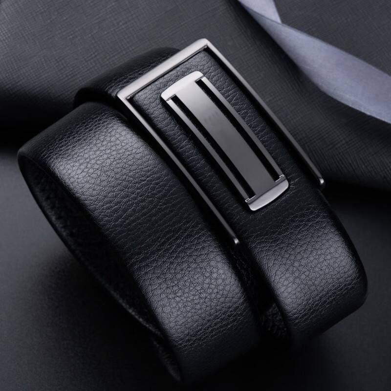爱马男仕皮带男款真皮牛皮内扣自动扣卡槽腰带年轻人时尚休闲商务 - 图2