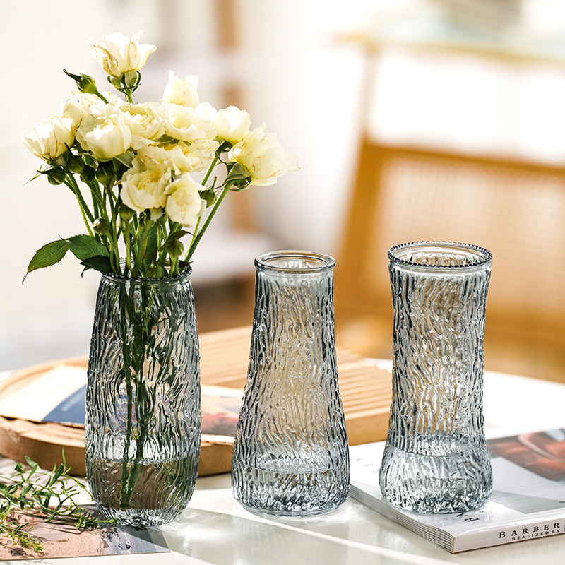 现代玻璃花瓶小口客厅桌面水养插花装饰摆件卧室大气台面家居简约