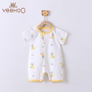 英氏婴儿衣服夏季短袖宝宝连体衣爬爬外出服装新生儿哈衣全棉睡衣