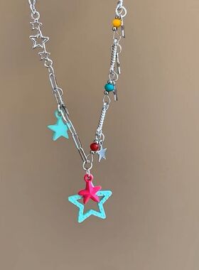 夏日五条彩色串珠爱心糖果项链设