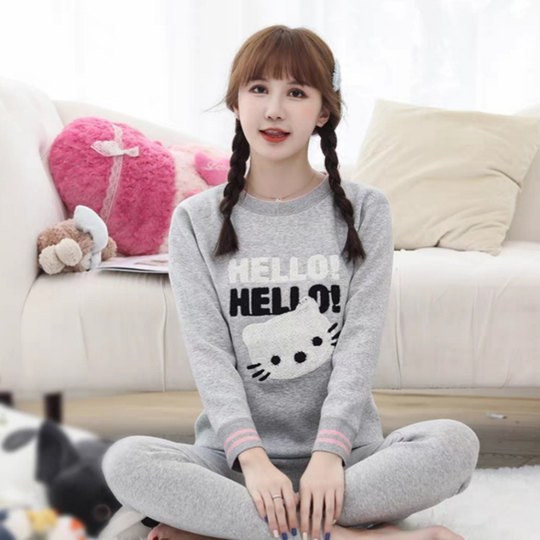 2025保暖内衣女冬季套装纯棉加绒加厚学生少女星星秋衣秋裤家居服