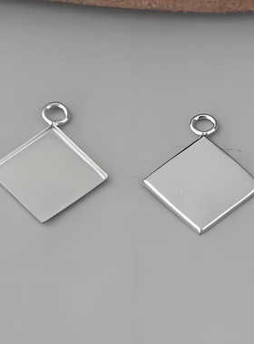 复古男女款高级感时尚银方形吊坠