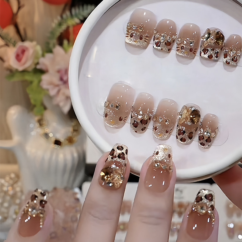 新年款纯手工穿戴甲猫眼豹纹kitty美甲贴片可拆卸甲轻奢高级感,淘宝优惠券,粉丝福利购,淘宝优惠卷