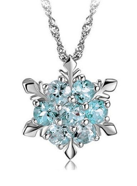 女孩艾莎公主雪花项链水晶仿仿宝石首饰儿童女童爱沙冰雪奇缘礼盒