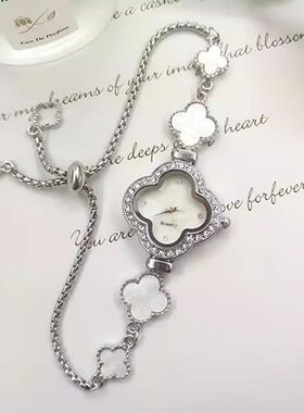 四叶草手链女表女士细带手镯手表可伸缩调节女石英手表