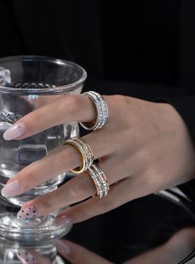 满钻戒指钛钢不掉色情侣对戒满天星戒指女轻奢高级感女士旺财戒指