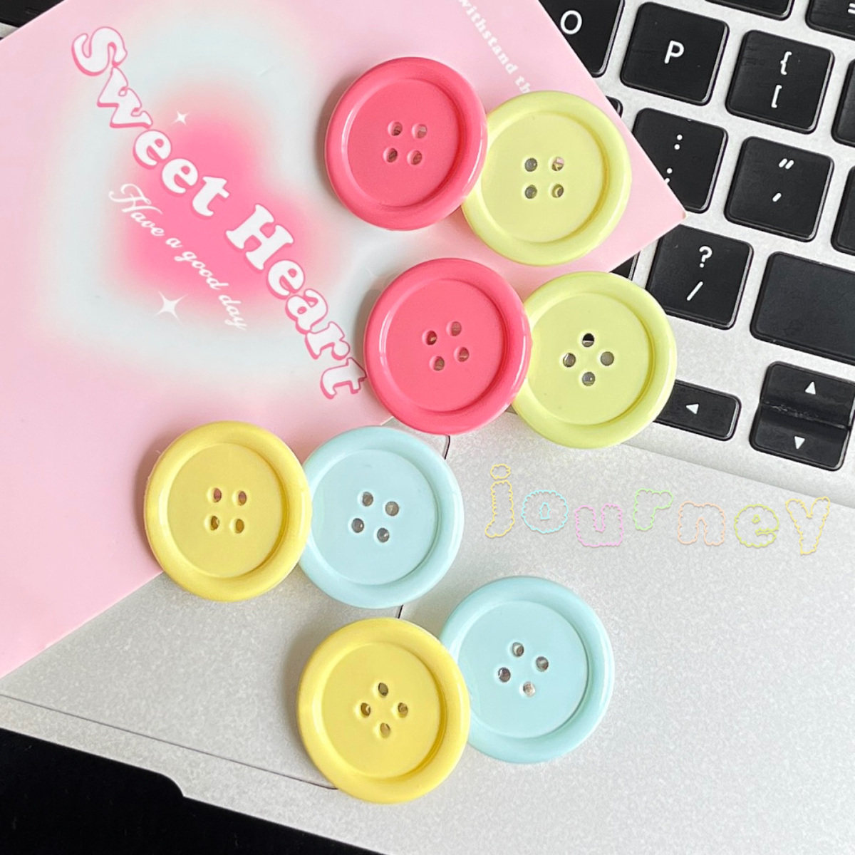 双排糖果色纽扣发夹ins甜美少女刘海边夹奶油色日韩女学生头饰