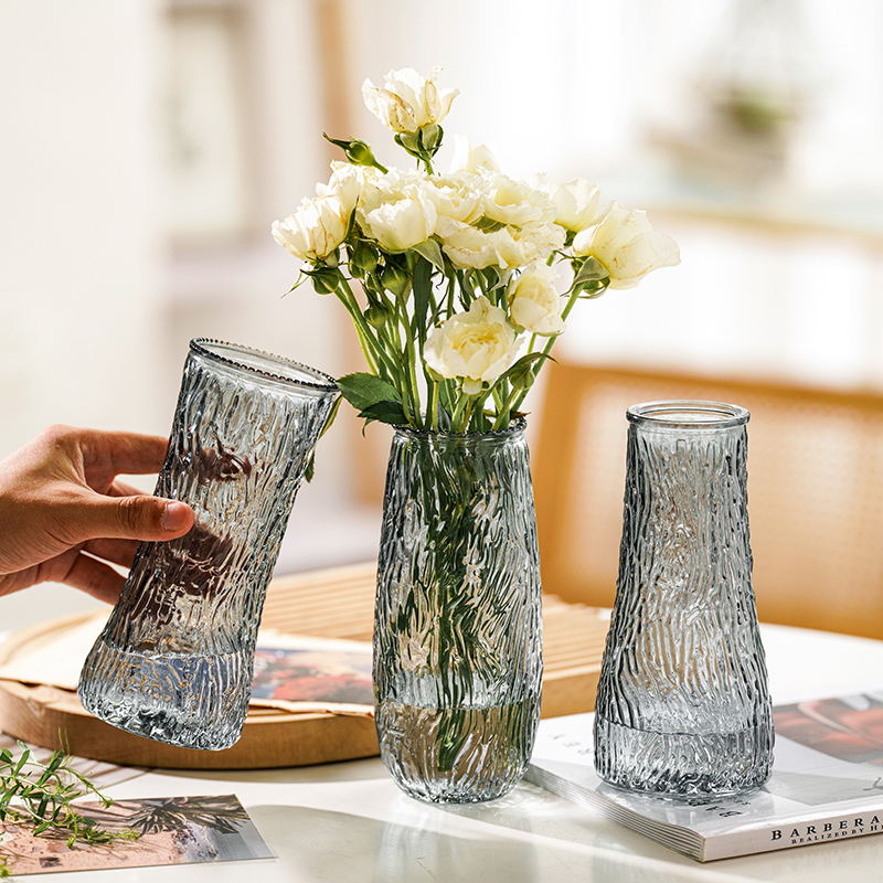 现代玻璃花瓶小口客厅桌面水养插花装饰摆件卧室大气台面家居简约