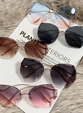 无框切边墨镜女潮高级大