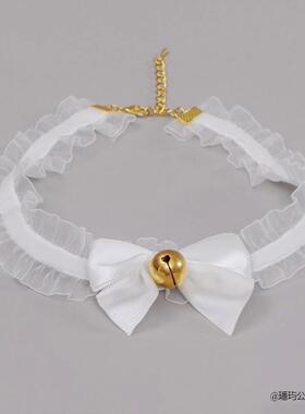 发饰甜酷猫女女仆白色蝴蝶结项链
