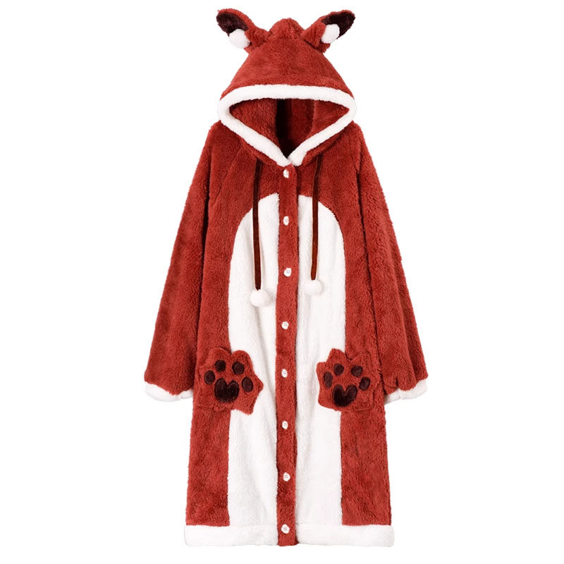 浪莎睡衣女秋冬季珊瑚绒长袖连体睡袍厚款甜美卡通毛绒韩范家居服 - 图3