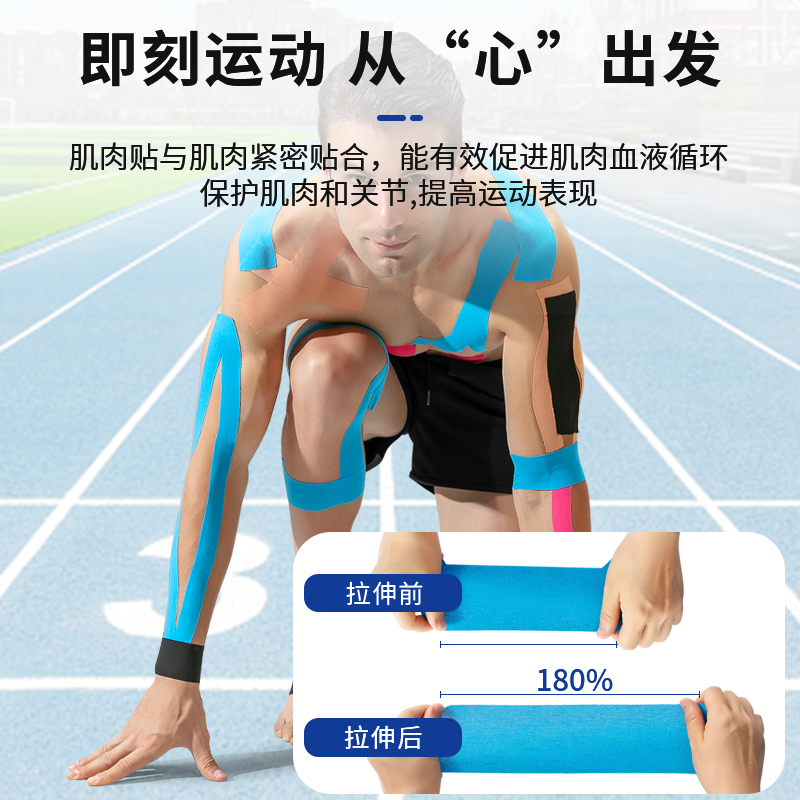 肌肉贴运动员专用肌贴拉伤绷带小腿胶布肌内效贴篮球跑步专业膝盖 - 图1