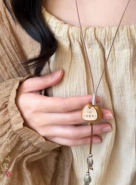 萌宠军团!可爱小马猫咪吊坠项链女配毛线衣的长款毛衣链挂绳配饰