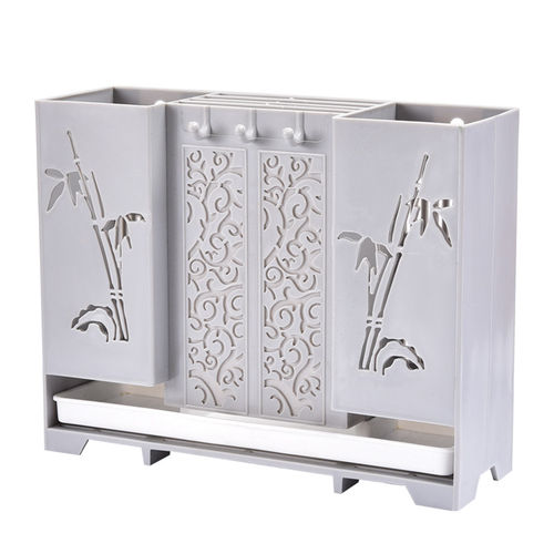 厨房筷子笼壁挂式沥水置物架托家用筷筒厨房筷笼刀架一体收纳盒子 - 图3