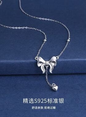 在逃公主蝴蝶结项链女纯银S925