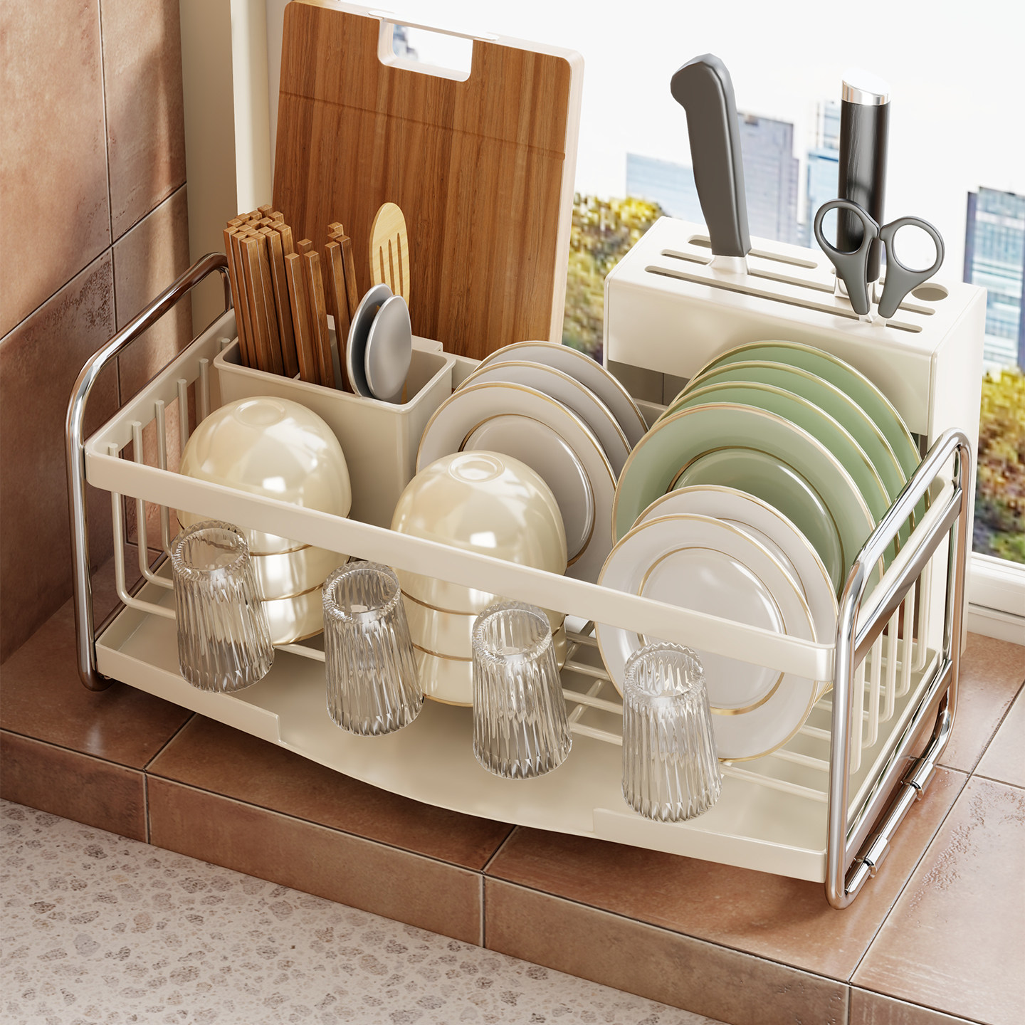 碗碟置物架展厨房示碗盘筷子水杯沥水筐收纳篮多功能新款家用刀架,淘宝优惠券,粉丝福利购,淘宝优惠卷