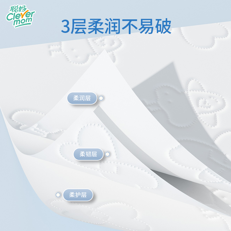 聪妈婴儿柔纸巾新生儿宝宝专用乳霜云柔巾保湿纸40抽便携抽纸整箱