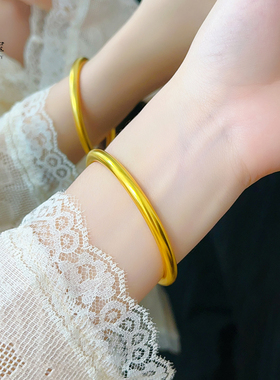 金店同款沙金999古法传承心经手镯实心素圈闭口手环经典送女友礼