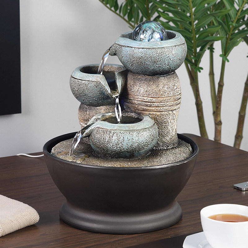 高档桌面流水喷泉摆件循环水办公室客厅玄关风水球轮造景观装饰品,淘宝优惠券,粉丝福利购,淘宝优惠卷