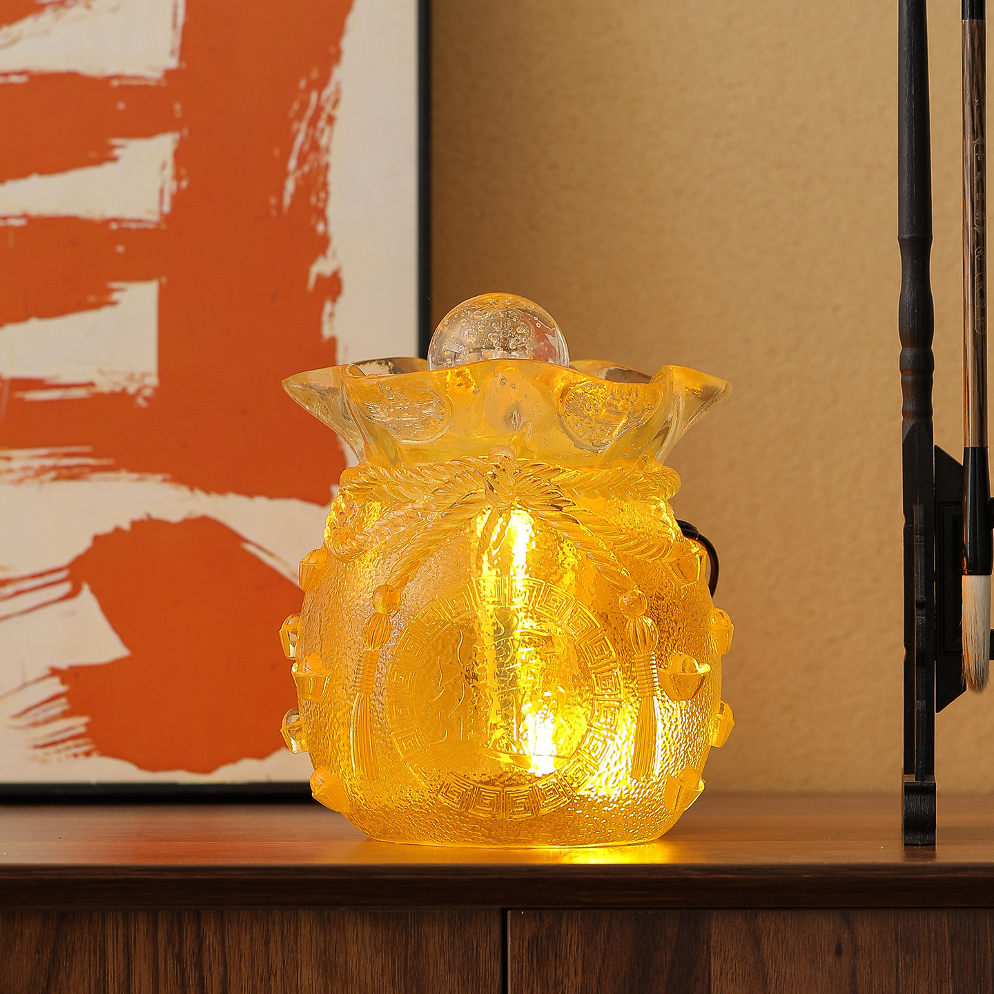 新中式流水生财小摆件客厅电视柜办公室桌面装饰实用高档工艺礼品,淘宝优惠券,粉丝福利购,淘宝优惠卷