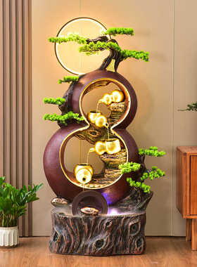 树脂祝福假山流水店铺装饰摆件