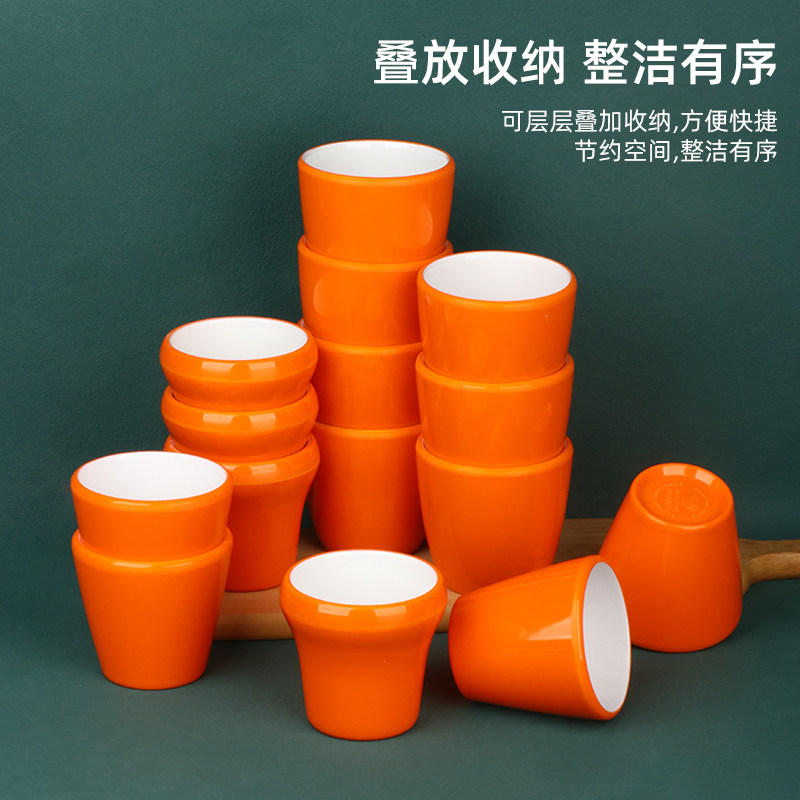 密胺桔白双色杯子商用餐饮连锁饭店火锅店专用水杯耐摔自助餐口杯