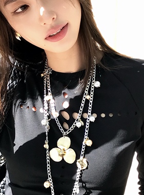 AMESOEUR海洋共生系列原创设计叠戴花朵项链女小众高级感链