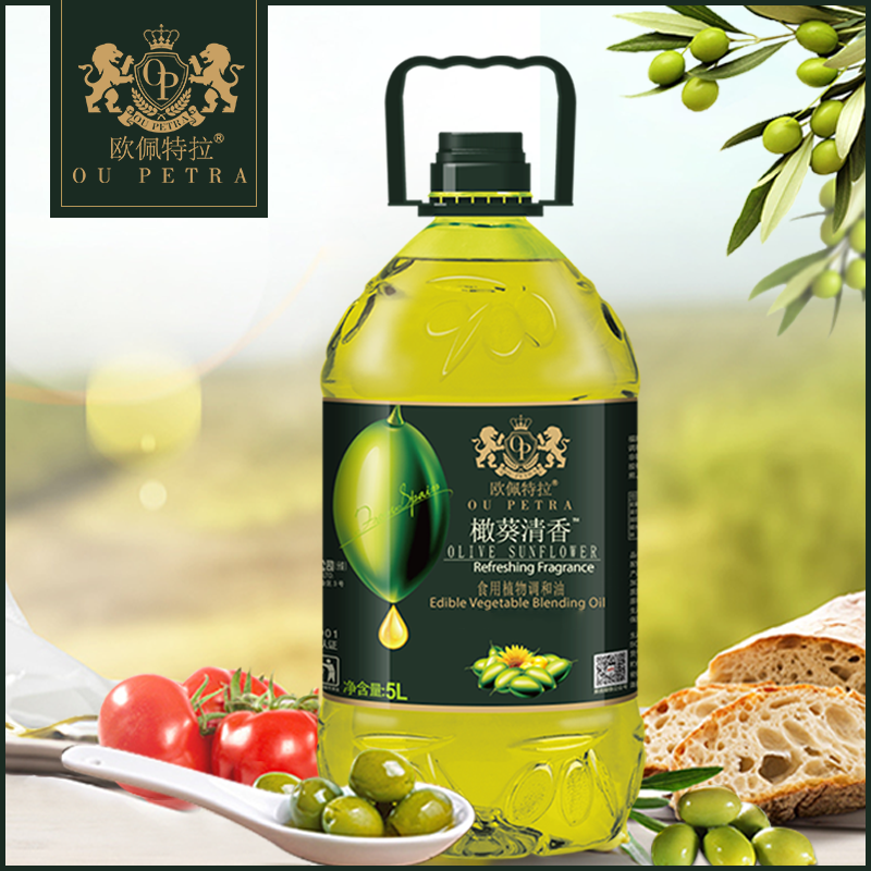 欧佩特拉橄榄食用植物调和油5L家用大桶装食用油橄榄调和油葵花籽-图0