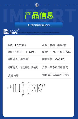 原装陶瓷VH/HV-02T/03/04手动阀手转阀手板阀三位四通HV200\HV400 - 图2