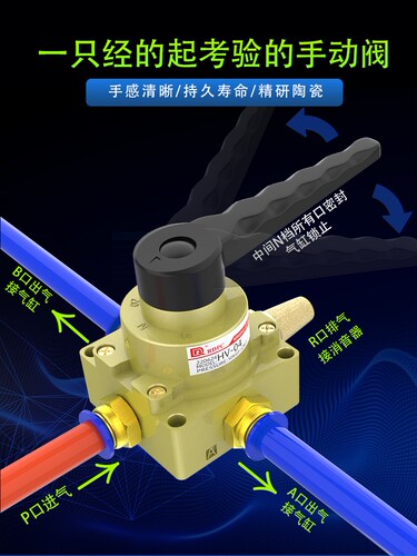 原装陶瓷VH/HV-02T/03/04手动阀手转阀手板阀三位四通HV200\HV400 - 图0