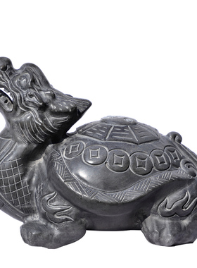 八卦龙龟摆件石雕手把件神兽办公室青石小茶宠赑屃石头霸下喷吐水