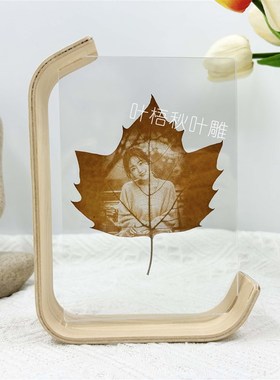 梧桐叶雕刻照片定制实木相框送男女朋友送老婆创意节日生日礼物