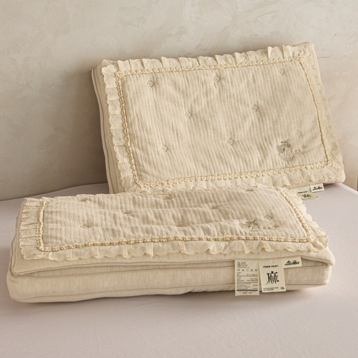 双层可拆花边棉麻蚕丝枕二合一可拆蚕丝棉麻枕头棉麻成人枕芯,淘宝优惠券,粉丝福利购,淘宝优惠卷