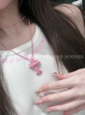 黑色十字架项链圆珠链