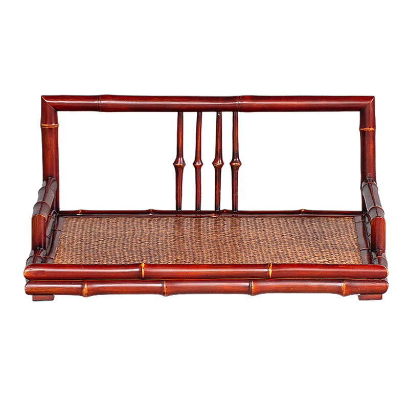 所氏榻榻米座椅阳台飘窗卧室床上龙竹红色艺术超矮复古明式竹椅子 - 图0