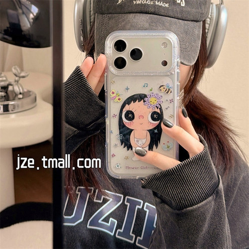 jze 卡通可爱蝴蝶花朵小玉适用苹果17ProMax手机壳iphone16pro新款17少女心15pro带链条14全包透明防摔手机套 - 图0